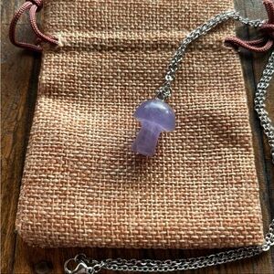 Purple Fluorite Mushroom Pendant Purple Fluorite Necklace Mushroom Necklace